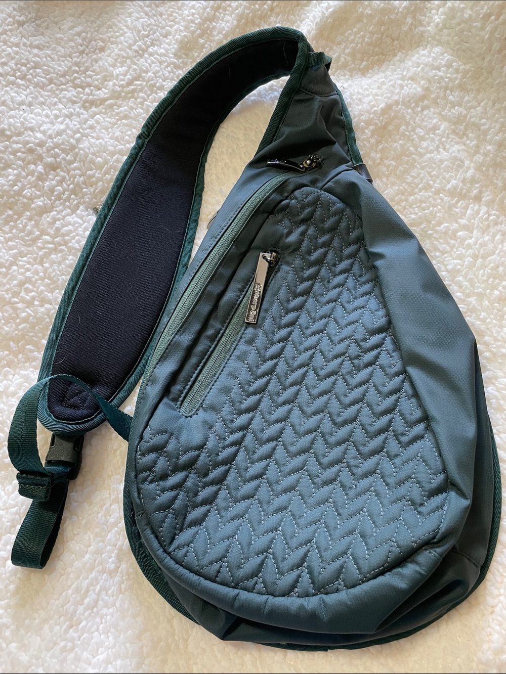 Sherpani Esprit Anti-Theft Sling Backpack Travel Bag Quilted Teal NWOT